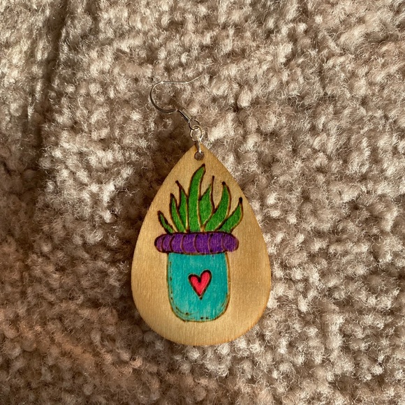 Wood Burned Earrings - Picture 3 of 6